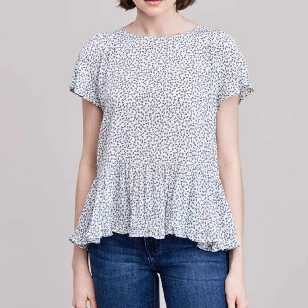 New Arrays Ivory Floral Peplum Blouse
